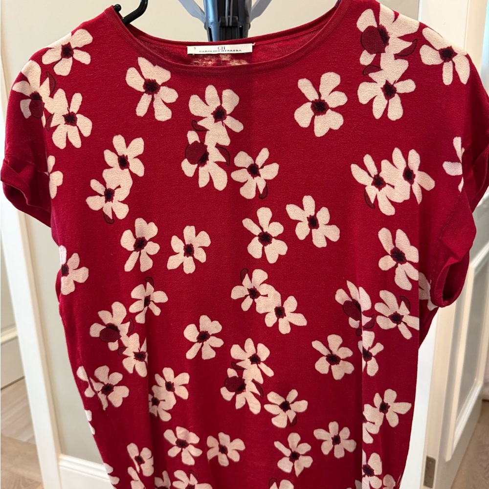 CH Floral knitted Red Top